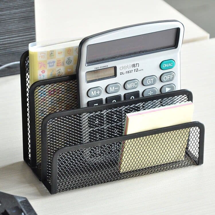 Desktop File Stand Metal Letter Tray Stationery Holder/Compartment Envelope Slot/Mailing Label File Tray/Document Organizer