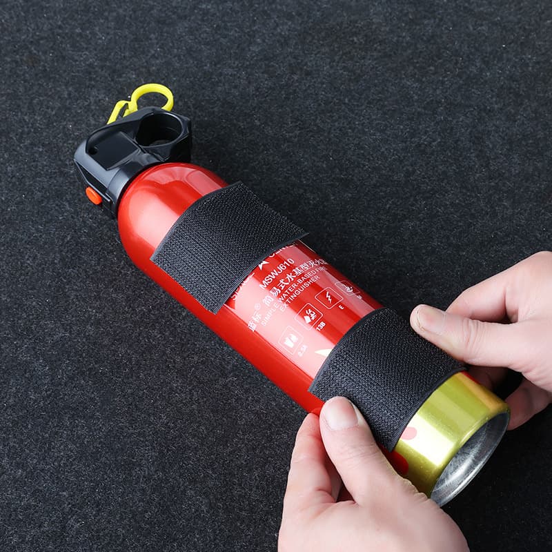 Blue Label Vehicle Fire Extinguisher Mount Bracket with Hook and Fixing Strap for Trunk, Hook-and-Loop Fastener for Foam Fire Extinguishers