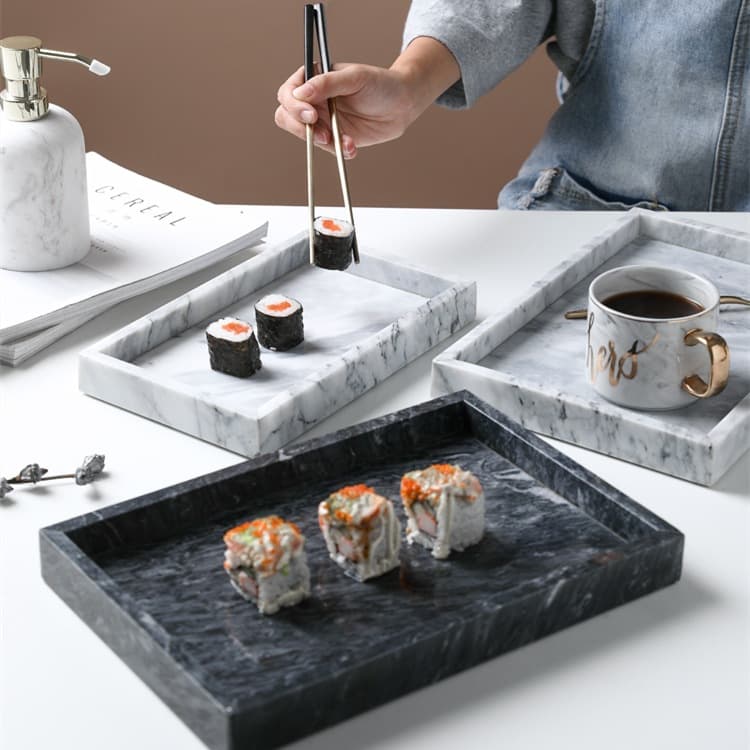 Wholesale marble aromatherapy tray, rectangular jewelry storage for hotel bathrooms and washstands