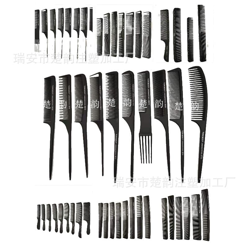 Black Plastic Hairdressing Comb High-temperature Resistant Styling Comb Barber Scissors Haircutting Tool