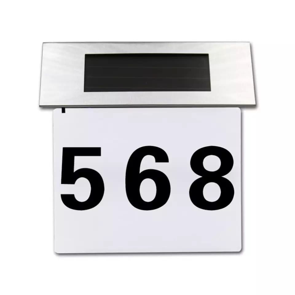 Solar Stainless Steel Door Plate Lamp Number Indicator Light Digital LED House Number Light Outdoor Wall Lamp