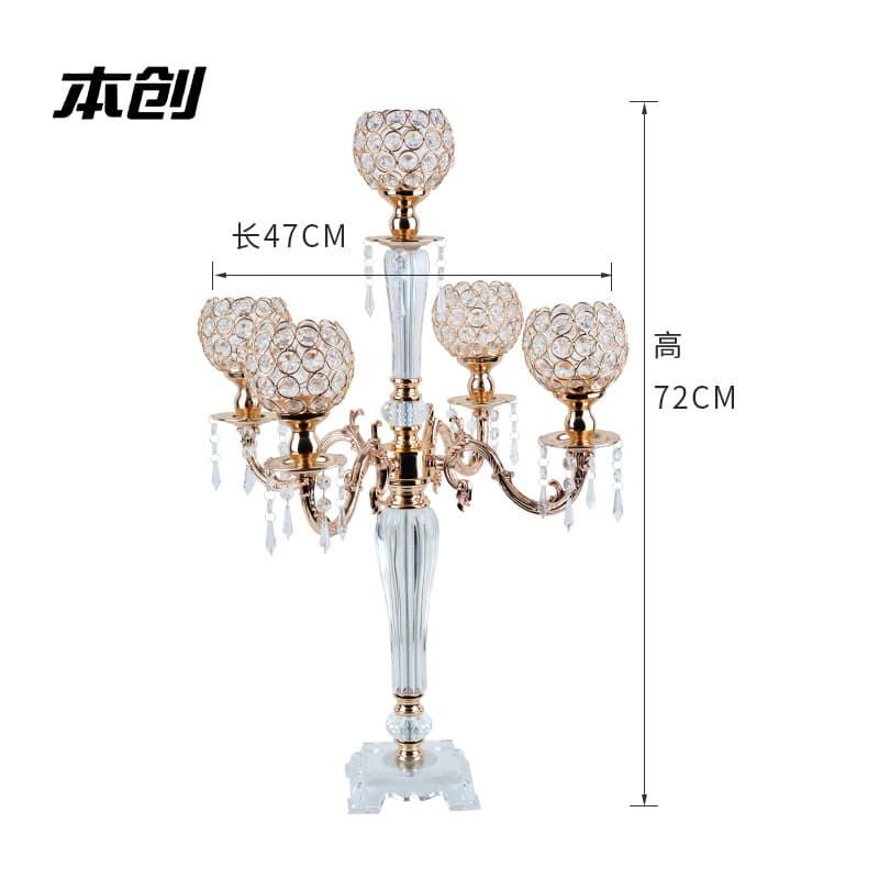 Factory Direct Sales European-Style Creative Iron Candlestick with 5 Heads, Metal Wedding Decoration, Home Romantic Dinner Table Props and Decorations
