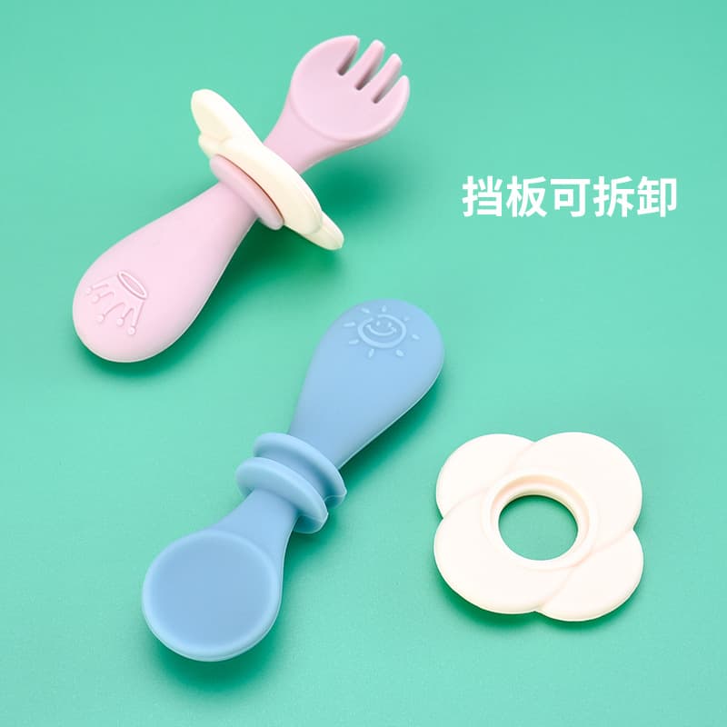 Cross-border baby spoon, baby tableware, silicone rice cereal spoon, molar stick, licking spoon, complementary food training spoon, 2 packs