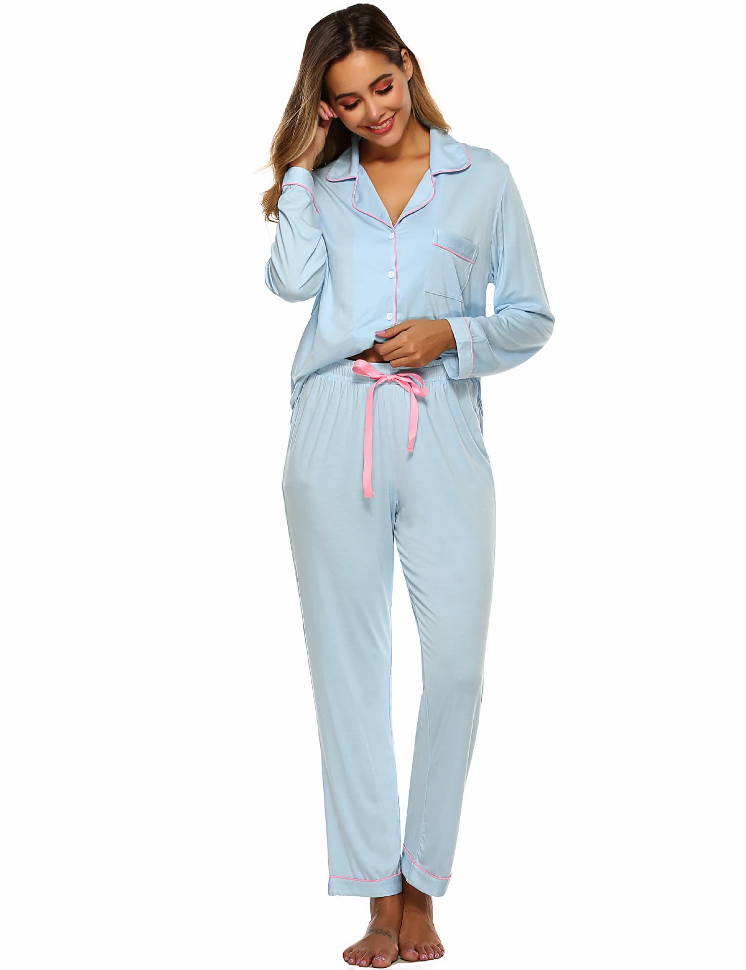 Cross-Border Modal Women's Long-Sleeve Pajamas 2024 New Cardigan Homewear Two-Piece Set Manufacturer