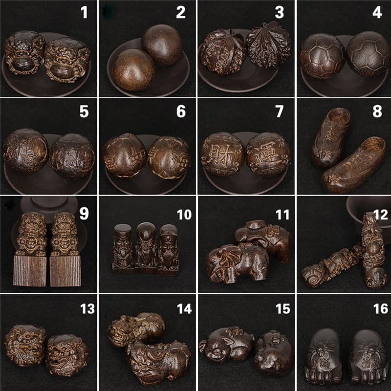 Black wood carving hand-held piece sandalwood agarwood ebony hand-held piece gray sand Pi Xiu seal