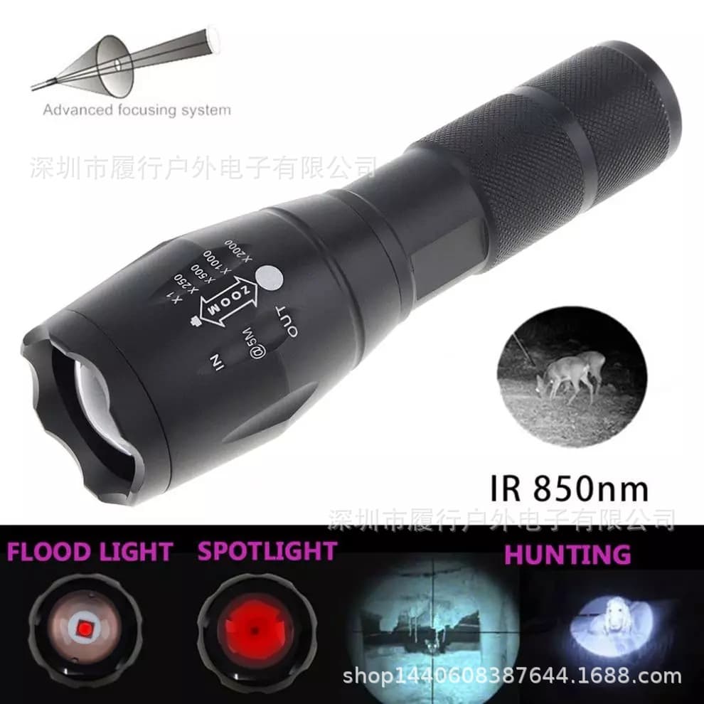 5W 850nm 940nm Infrared Flashlight Zoomable Night Vision Surveillance Light Source Fill Light Enhancer