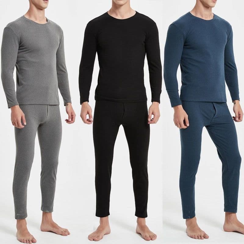 2025 New Double-Sided Brushed Thermal Underwear Set, Round Neck Binding, Men's and Women's Thick Winter De'Er'Rong Innerwear Set