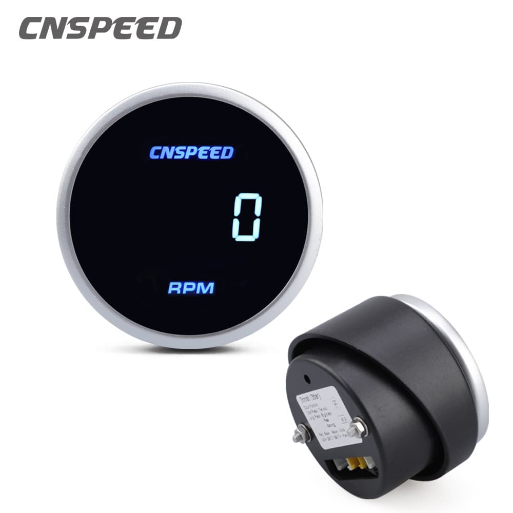 New product car modification tachometer 52mm stepper motor blue digital display 12V/24V racing-specific tachometer