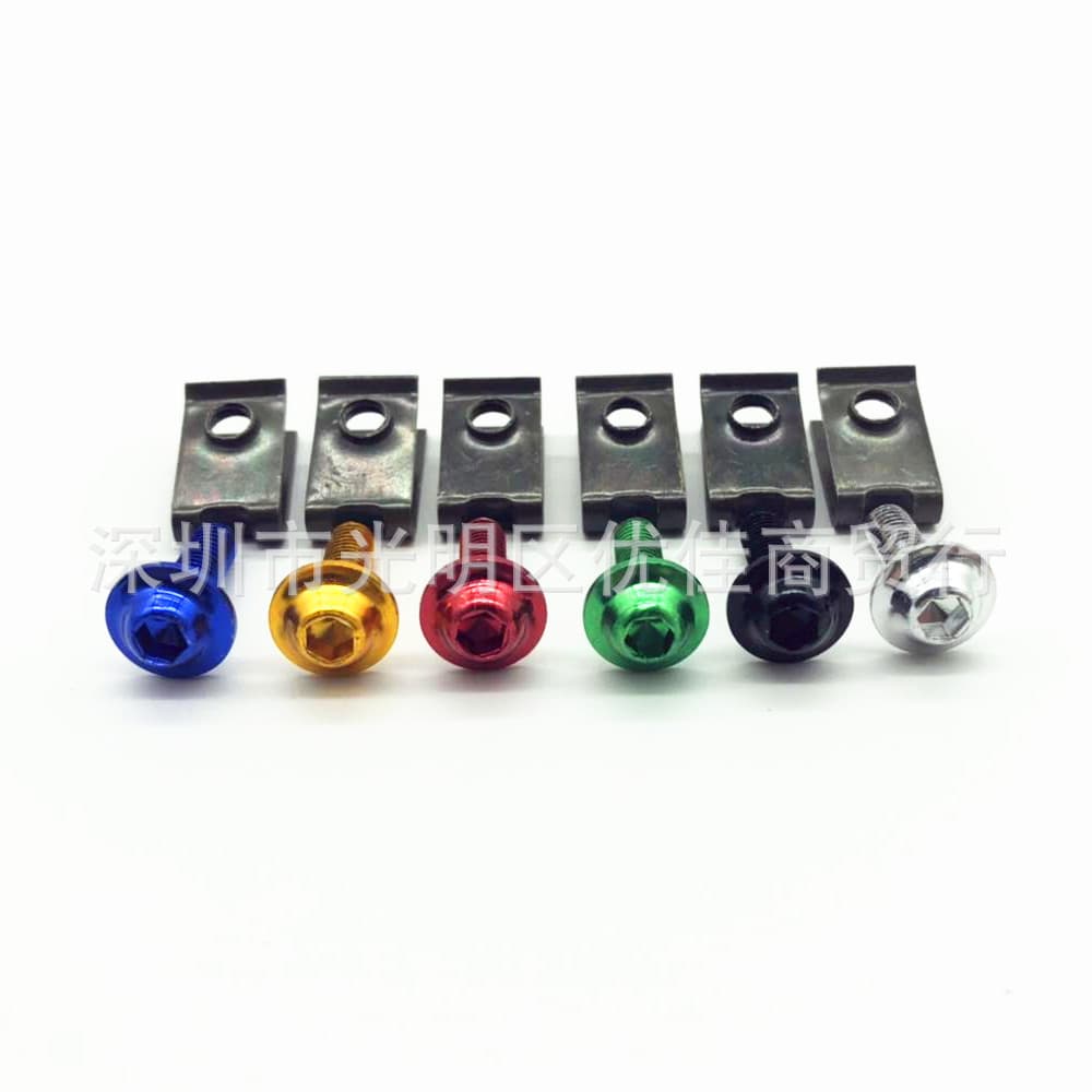 10PCS motorcycle shell screws color CNC aluminum fixing clip screws 5mm modified U-shaped clip 9 colors