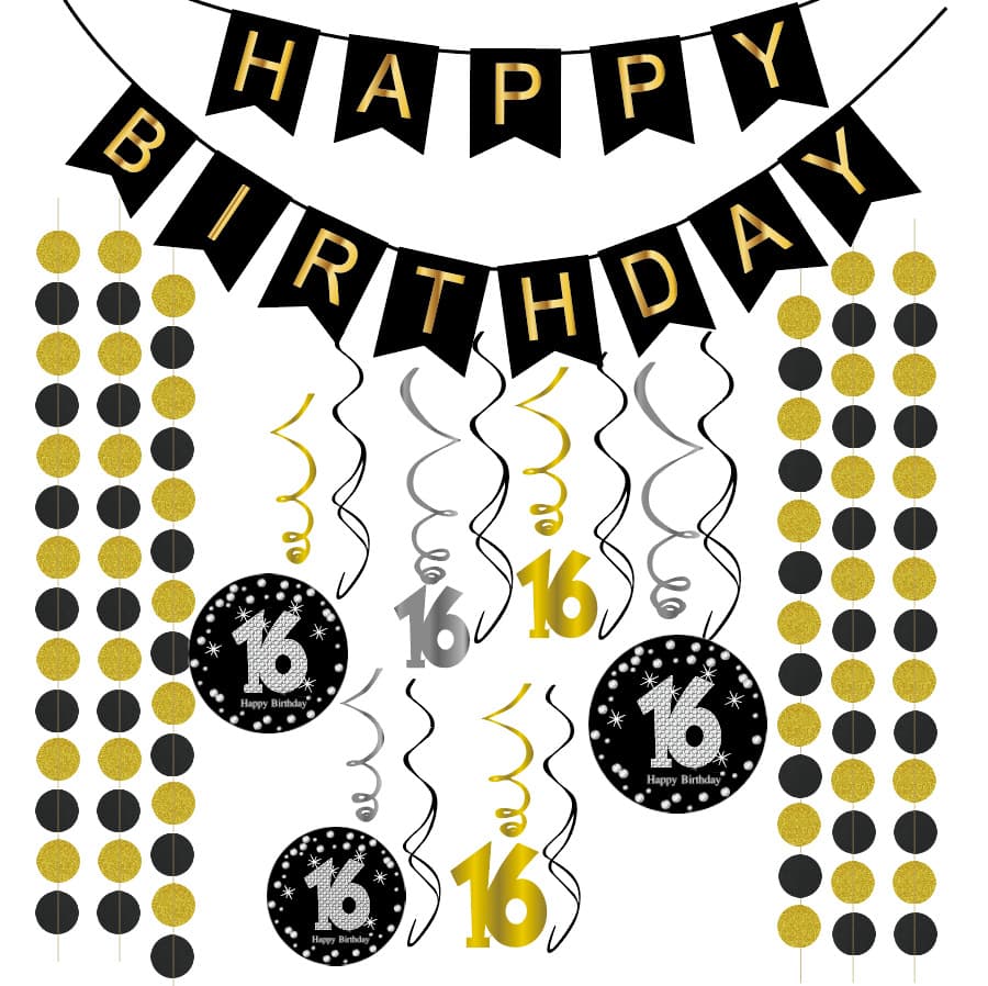 Birthday Party Decoration Set Alphabet Banner Digital Spiral Hanging Ornaments Party Layout Banner Decoration Supplies