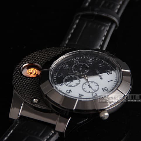 Manufacturer's New Creative Fashion Gift Box Men's Wristwatch USB Charging Lighter Gift Watch Electronic Igniter