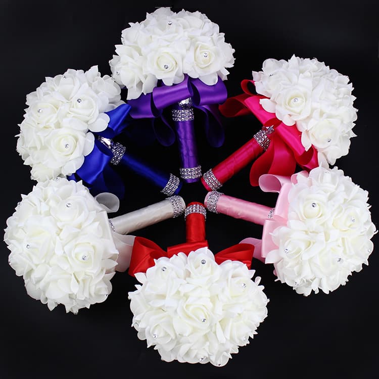XF09 Bridal Bouquet Wholesale: Wedding Foam Artificial Flower Bouquets from Manufacturer with Cross-Border Stock