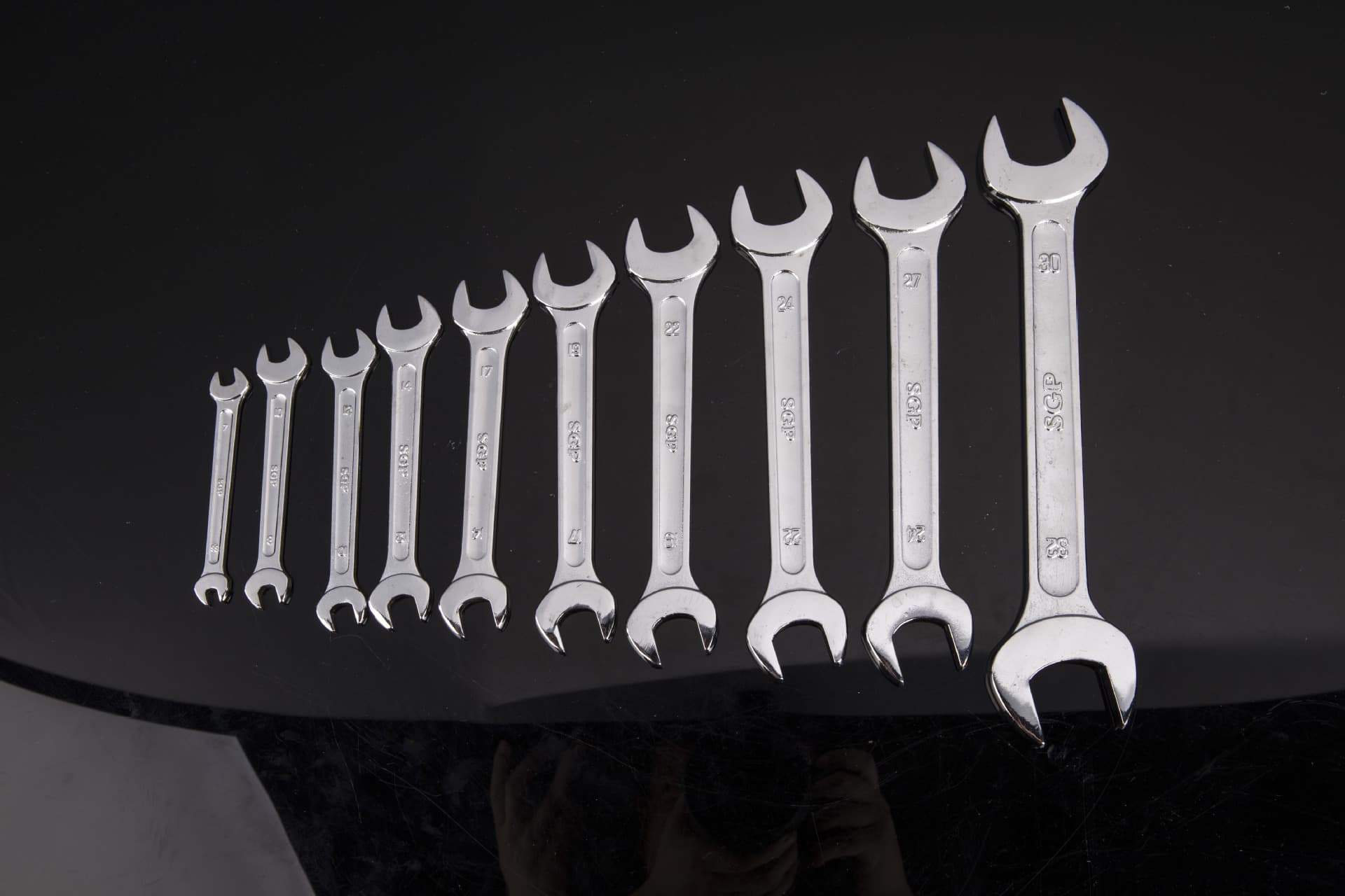 High Carbon Steel Double Open End Wrench Set, Manual Wrench Kit 5.5-55 Chrome Plated Bright Wrench
