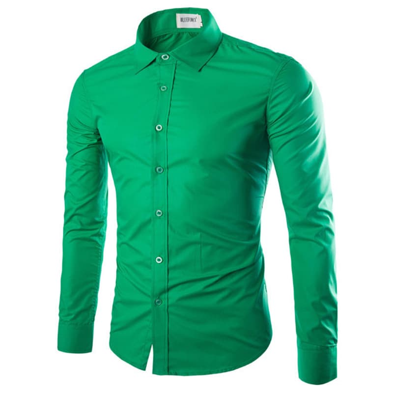 Spring Hot Sale Of The Season Men's Casual Long Sleeve Pure Color Shirt Fashionable Candy Colored Shirt Stylish Male Model 6492