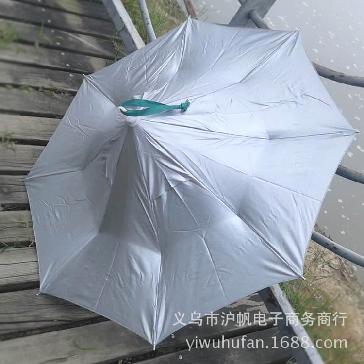 Two-Fold Fishing Umbrella with Tie-Down Clips, UV-Protective Hat, and Portable Travel Sun Hat Umbrella
