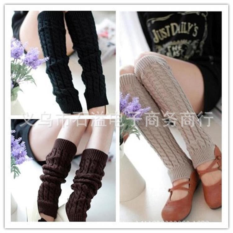17-Color Thick Knitted Sock Sleeves, Leg Sleeves Wholesale, Korean-style Stacked Sock Sleeves, Autumn/Winter Knitted Foot Covers, Figure-Eight Braided Sock Sleeves
