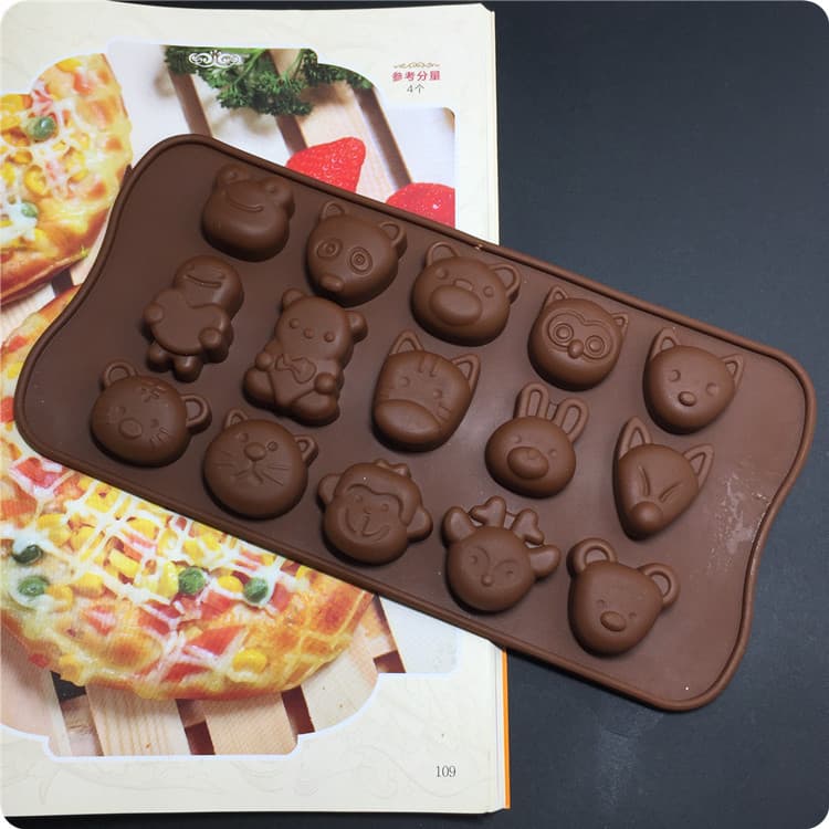 DIY Baking Mold 15-Cavity Animal Chocolate Mold Silicone Jelly Pudding Soap Mold Ice Cube Tray Handmade Soap Mold