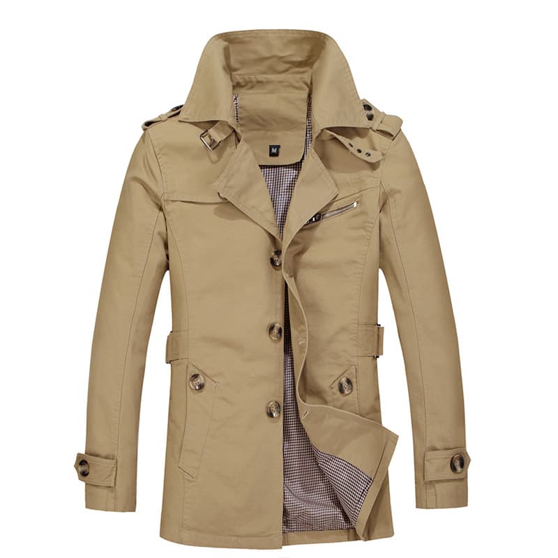 New Men's Trench Coat, Foreign Trade Men's Business Mid-Length Jacket, Plus Size Men's Trench Coat Outerwear Supplier