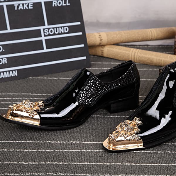 Fall/Winter Business Formal Leather Shoes for Men, Patent Leather British Casual Men's Shoes, Warm Lace-Up Men's Shoes, Genuine Cowhide Wedding Shoes