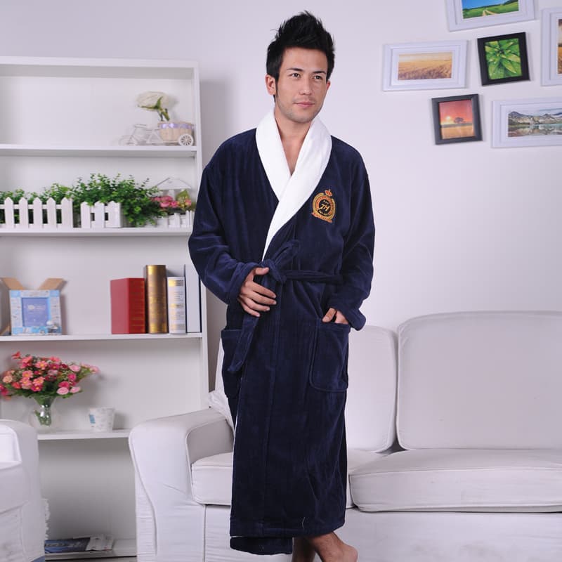 Bathrobe Cotton Cut Velvet Towel Material Thickened Hotel Bathrobe Men's Cotton Winter Nightgown Beauty Salon Wholesale