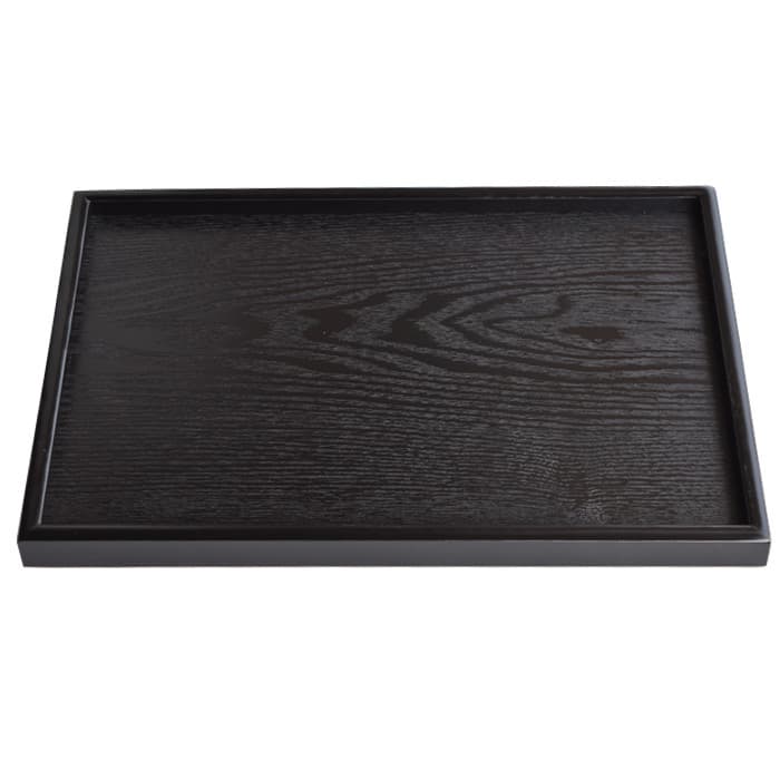 Solid Wood Black Rectangular Tray Wooden Plate Fast Food Tray Fruit Tray Tea Tray Tableware Tea Set Tray