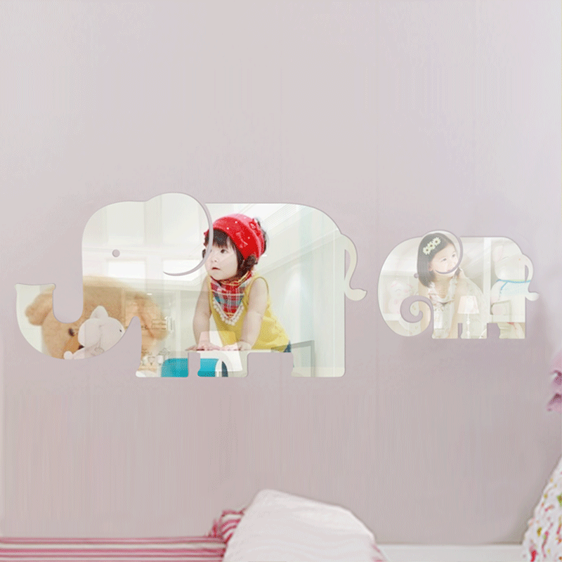 3D Acrylic Mirror Wall Sticker Living Room Bedroom Hotel Club KTV Advertising Letter Decoration Elephant