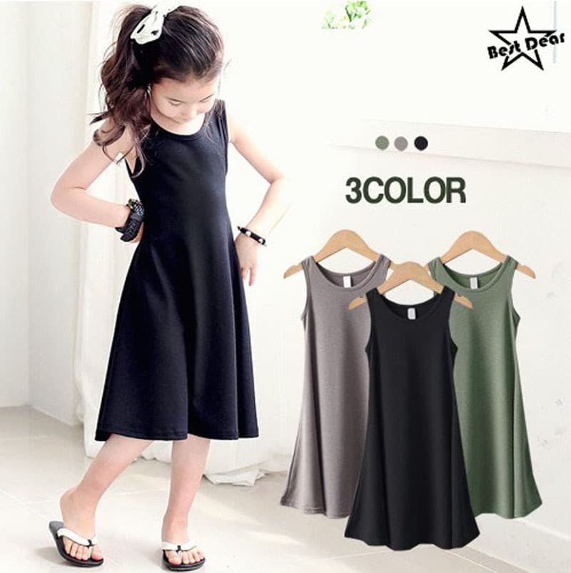 Korean Summer Girls' Vest Dress, European and American Cute Style Dress, Fresh Cotton Mother-Daughter Outfit