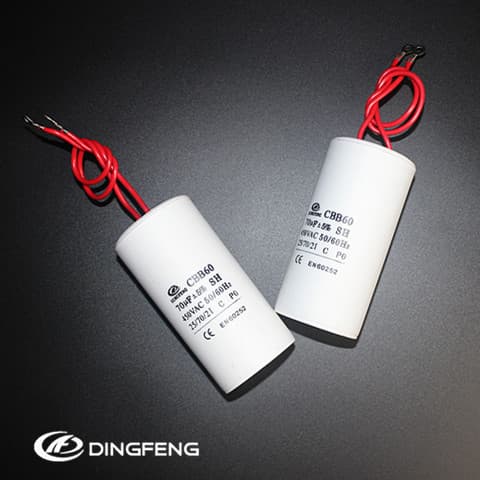 Epoxy Potting AC CBB60 Dual Wire Red Lead Running Capacitor 12UF for Agricultural and Household Submersible Pumps