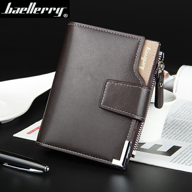 baellerry Korean Style Casual Men's Wallet Multi-functional Zipper Flap Tri-fold Coin Wallet