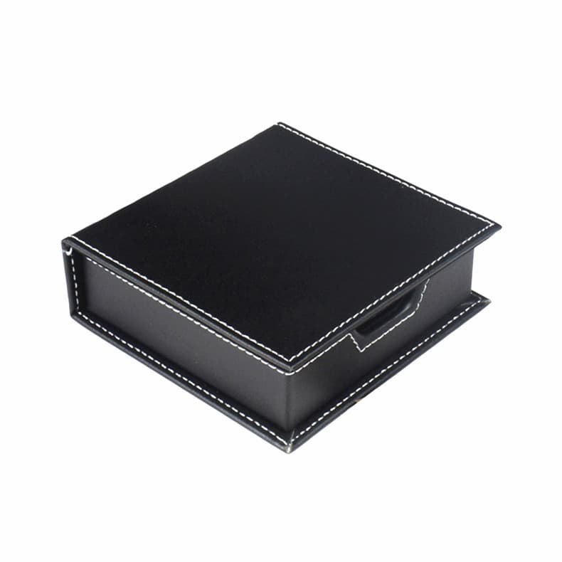 Desktop small storage box, creative leather office sticky note box with lid for business sticky paper packaging