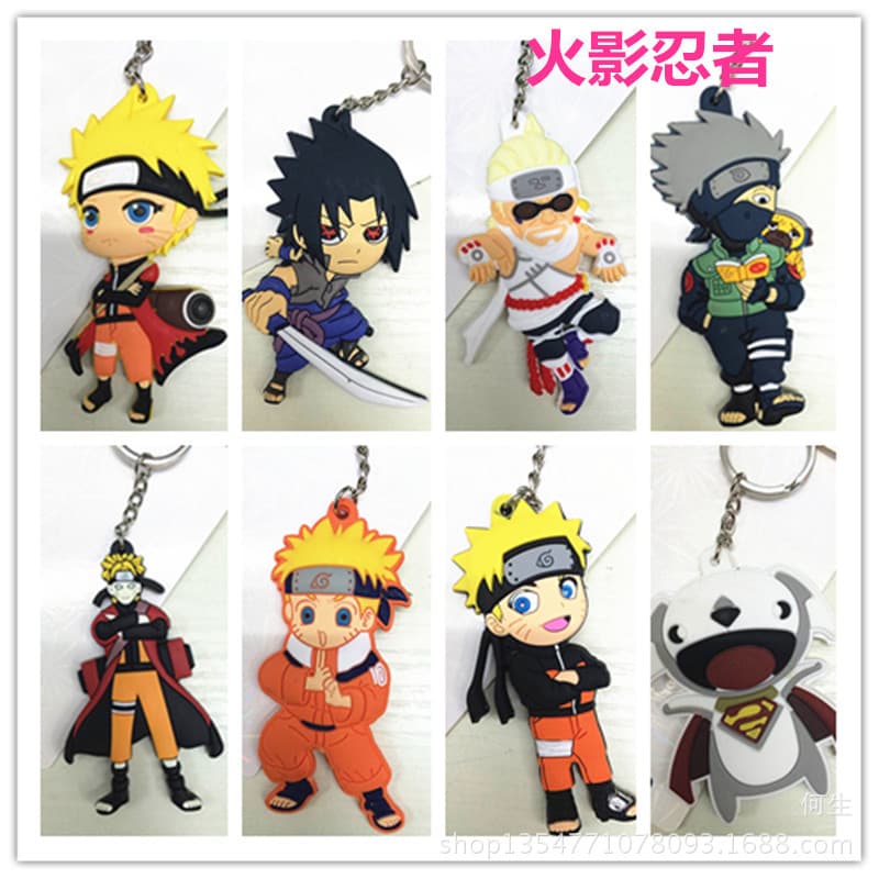 Japanese Anime Character Keychain Naruto Bag Charm Kakashi PVC Soft Vinyl Sasuke Gift Pendant
