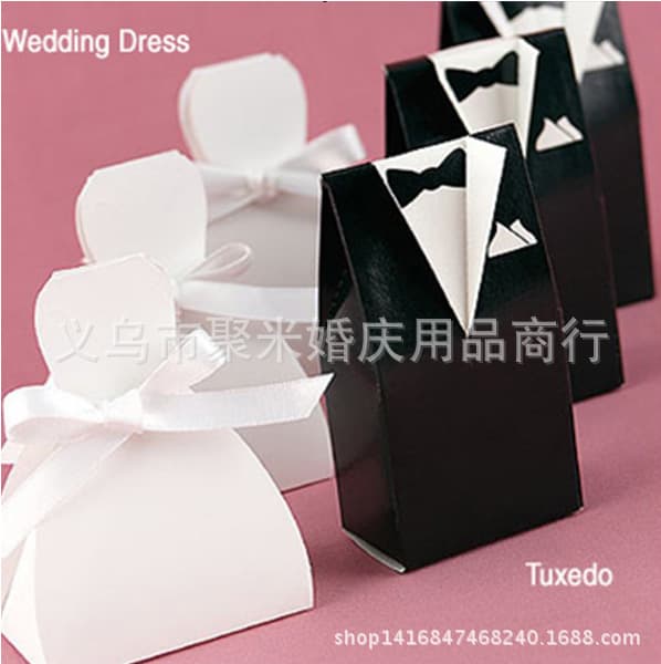 Classic Black and White Suit Candy Box European Style Groom and Bride Wedding Candy Box Wedding Hot Selling Factory Direct