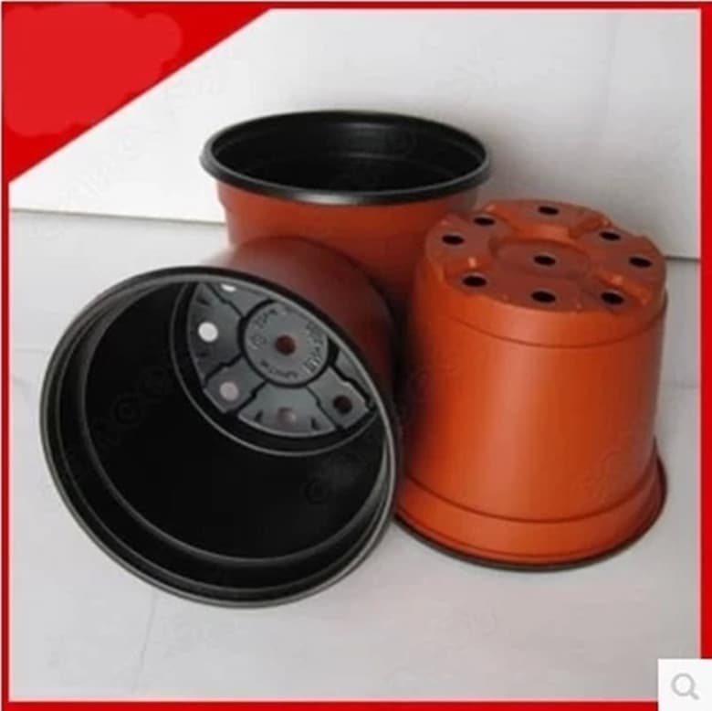 Dual-Color Plastic Flower Pots Red Black For Seedling Transplanting Suitable For Gardening Pet Use