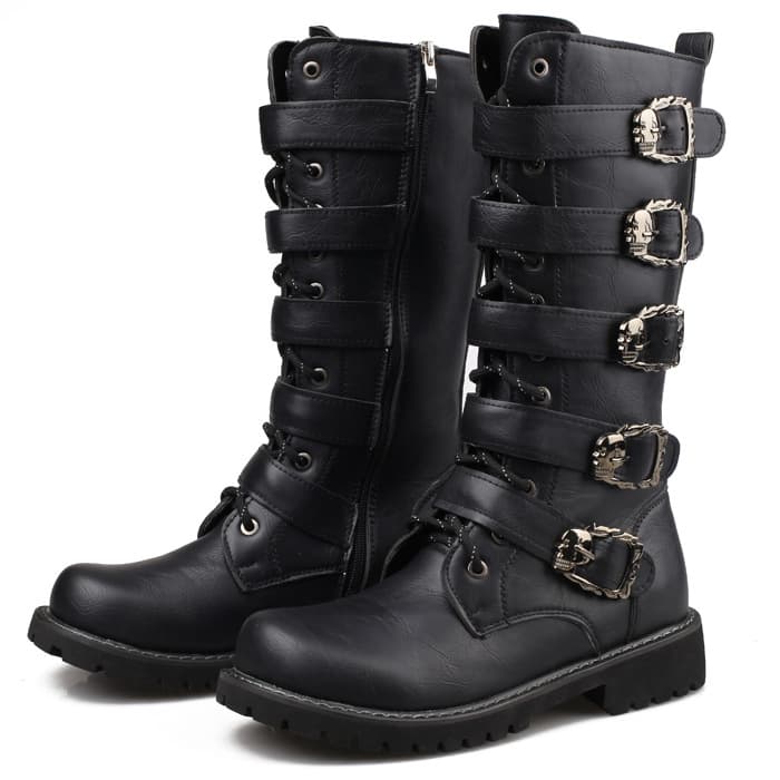 Men's High-Top Long Boots Trendy Martin Boots Men's Crazy Horse Leather British Style High Tube