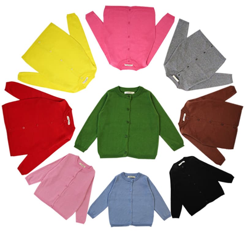 Spot new school pure ins style spring and autumn sweater candy color cardigan solid color small cardigan children's clothing sweater
