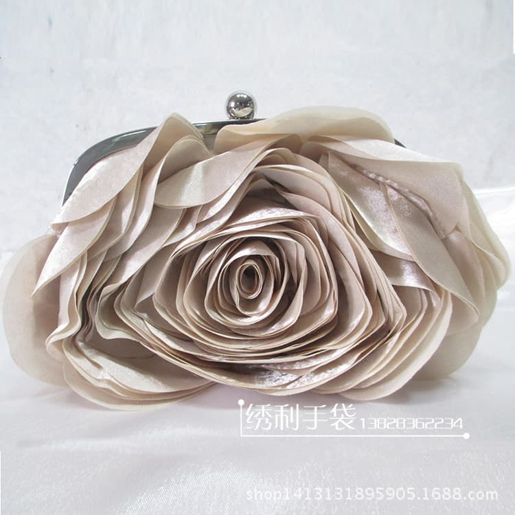 New women's handbag, satin floral clutch, satin evening bag, bridesmaid/wedding dress bag, wholesale.