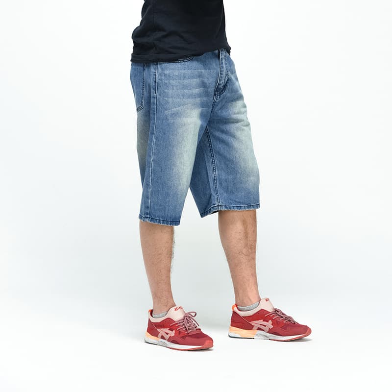 022-1 Skateboard Pants Men's Loose Cropped Pants Plus Size Big Man Extra Large Denim Medium Pants Hip-Hop Trendy Men's Slim Fit
