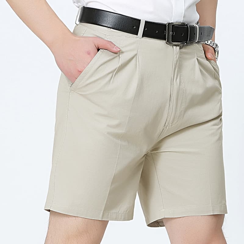 Men's Cotton Shorts Five-Quarter Thin Summer Casual Beach Pants Mid-aged Business Leisure Trousers Lightweight Breathable