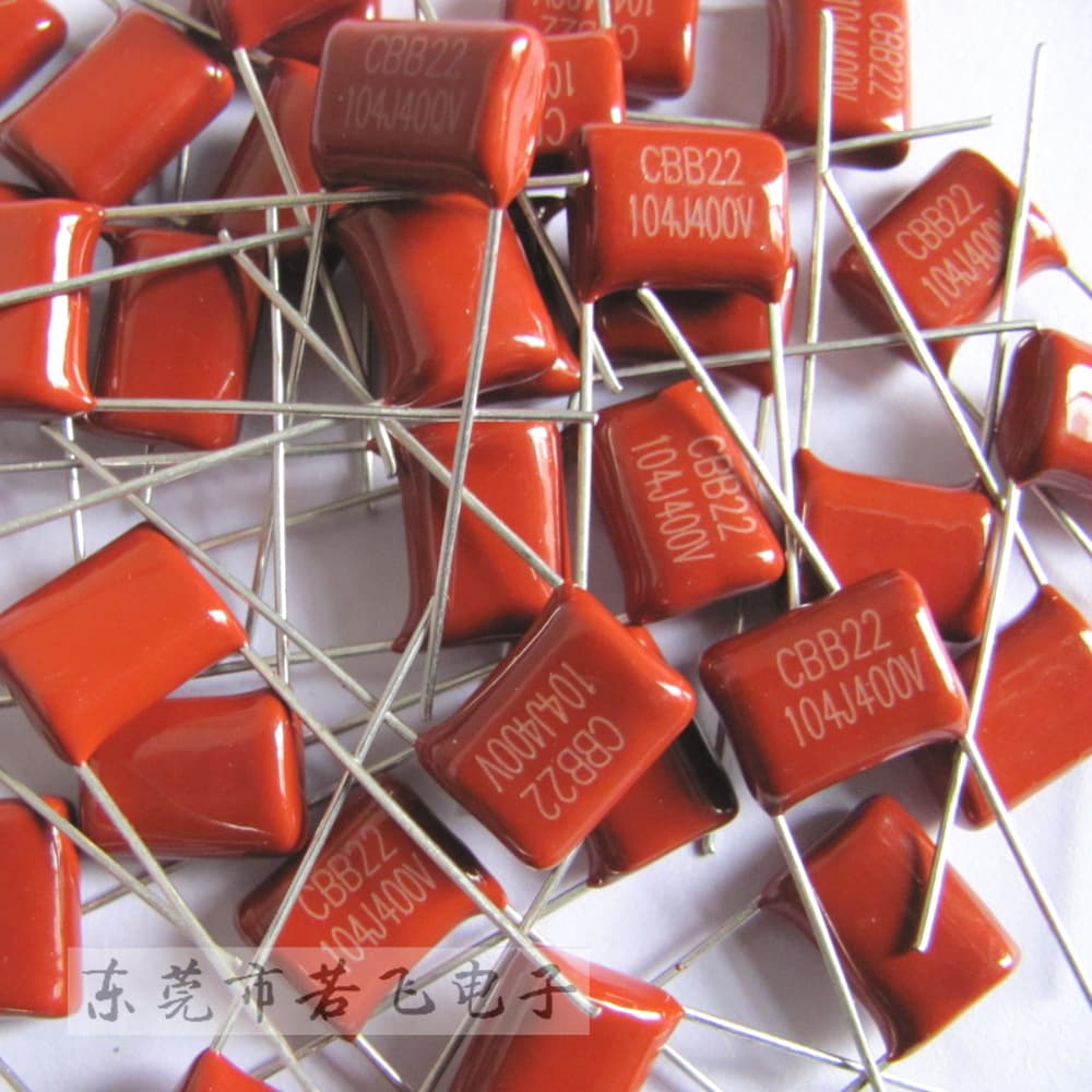 CBB 0.1uF 104J 400V film capacitor, commonly used in small household appliances, lead spacing P10, P7.5.