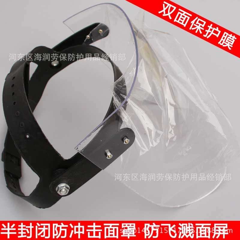 Welding mask, protective face shield, transparent screen, acrylic shield, semi-enclosed impact and splash protection