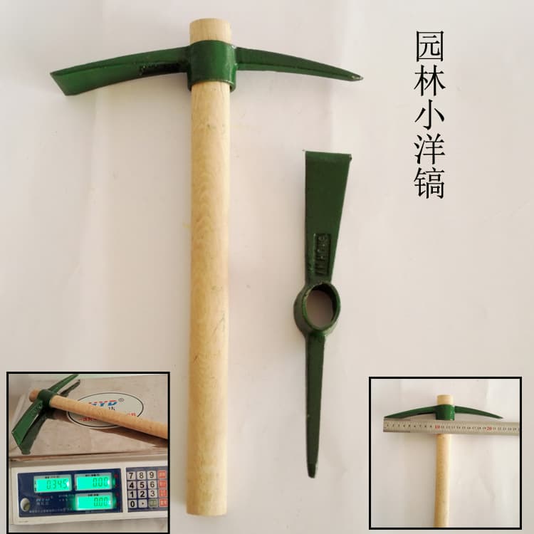 Cast Iron Pickaxe Small Garden Tool Steel Casting Green Wood Handle Cross Pick