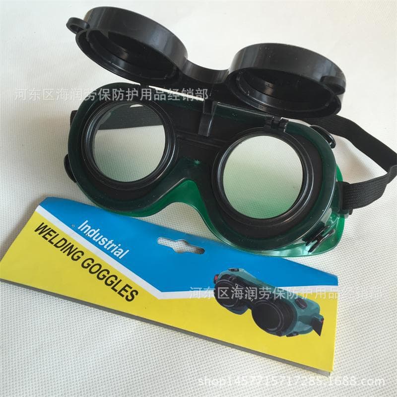 Dual-lens welding goggles for gas/argon arc welding, industrial impact-resistant safety visor with headgear