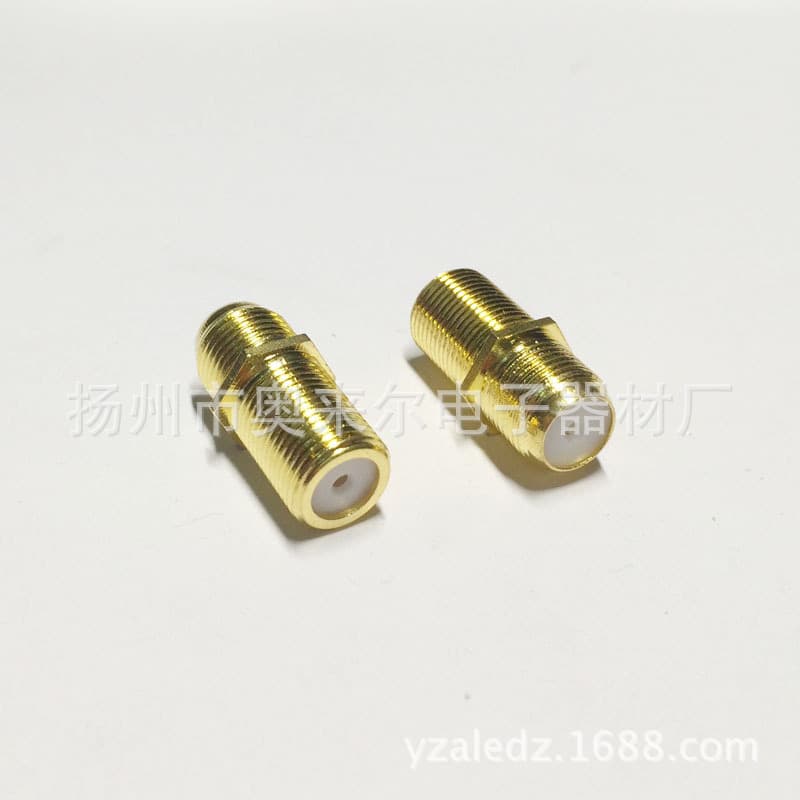 High-quality all-copper gold-plated F-head connector, connector, F-head double-pass butt wire, inch F-head connector