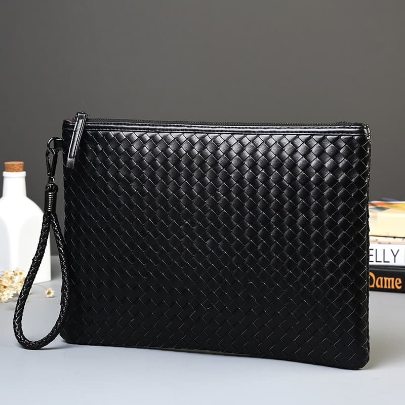 New Korean Version Men's Handmade Knitted Trendy Handbag Fashionable Women's Envelope Ipad Hand Grab A4 Document Bag