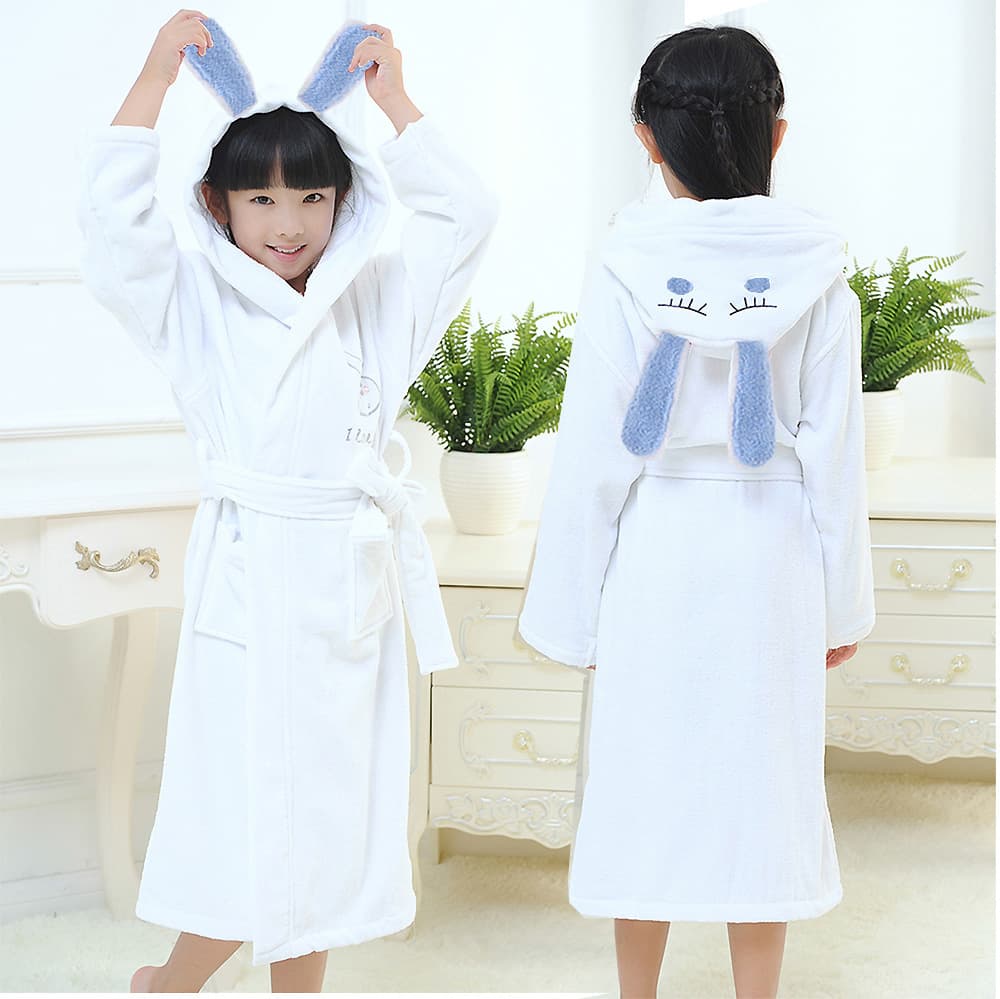 Thickened Pure Cotton Children's Bathrobe with Hood, Towel Material, Boys and Girls Baby Swimming Bathing Robe, Blanket Sleepwear