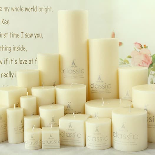 Classic column wax smokeless romantic birthday and wedding candle ivory white column candle