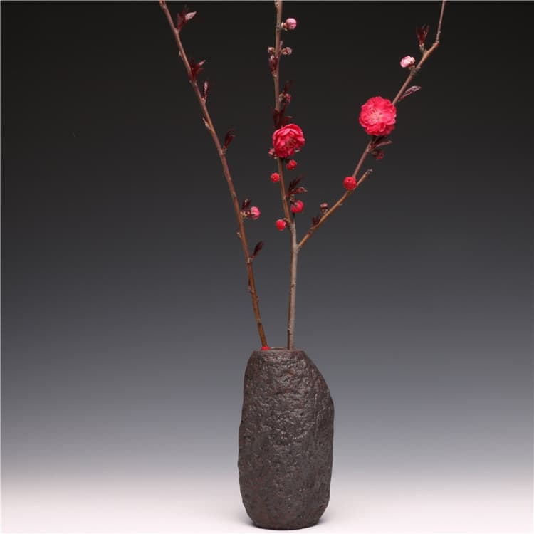 Dragon Sand Pottery, Yixing Purple Sand Antique-style Vase, Coarse Pottery Flower Arranger, Handmade Chinese Style