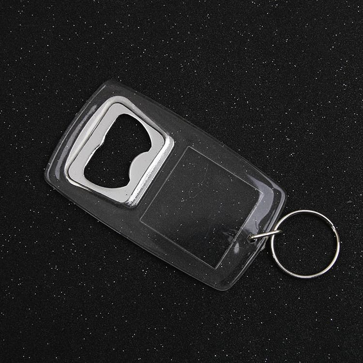 Transparent Blank Keychain Bottle Opener Acrylic PS Photo Frame Paper Card Gift Wine Bottle Opener