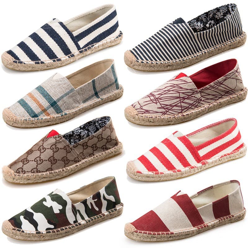 Breathable Casual Couple Hemp Sole Shoes Men Women Fisherman Slip-On Loafer Lightweight Flat Canvas Shoes Wholesale
