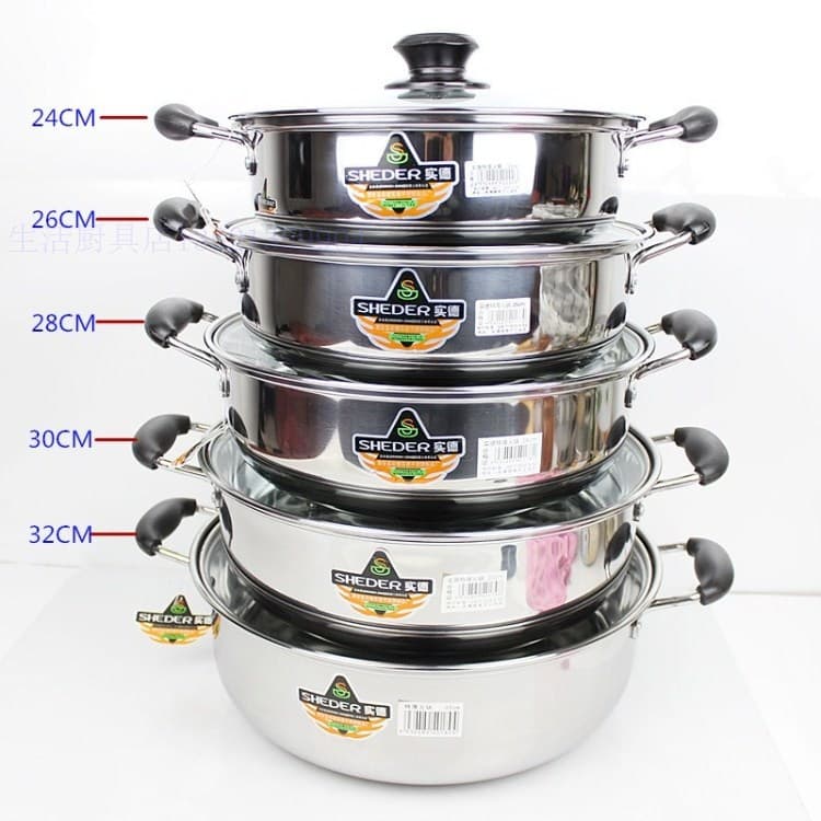 Composite bottom Shide stainless steel induction cooker hot pot transparent glass lid composite bottom soup pot cooking pot stew pot hot pot
